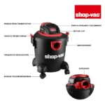 ASPIRADORA SOLIDOS/LIQUIDOS 5GL 2.5HP +ACCESORIOS SHOP VAC - Imagen 4